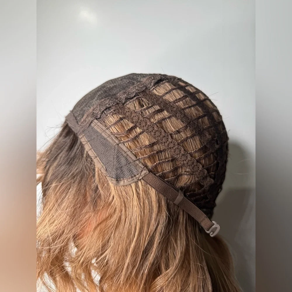 Mocha Brown Wavy Synthetic Wig with Bangs | Shoulder Length | Natural Part
